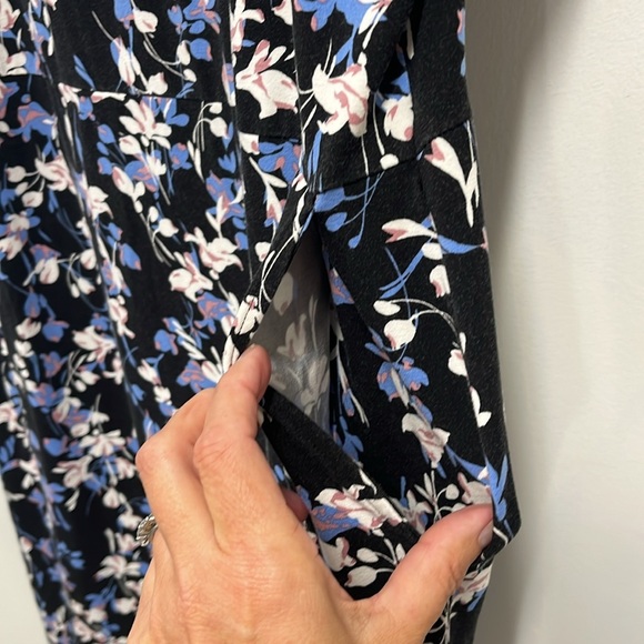 J Jill Wearever Collection Floral Shift Dress Black White Short Sleeve Women’s L - Picture 6 of 12
